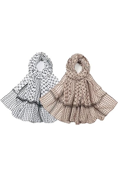Generic Traditional Keffiyeh Chiffon Hijab Scarf, Black and White Checkered P...