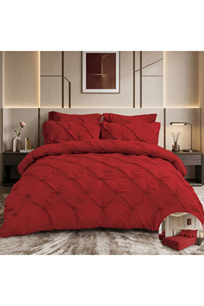 Truva Home Lenjerie de Pat Dublu 6 Piese cu Pliuri si Nasturi | 230x250 cm, F...