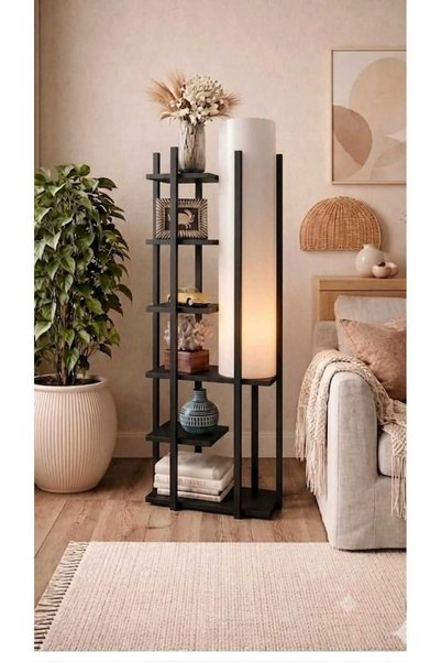 aynur abacur Modern Raflı Lambader – Çok Katlı Dekoratif Zemin Lambası, 130 cm