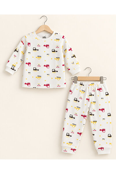 Lindakids Minik Desenli Fitilli Raporlu Kumaş Yumuşak 1-6 Yaş Pijama takımı