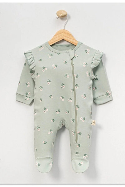 Tuğra Bebe 3-Piece Zippered Booties Long Sleeve Baby Romper Set 100% Cotton 0-3 Months