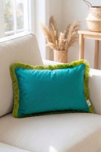Alseko Concept Green Background, Green Tassels 30X50Cm 1 Piece Rectangular Th...