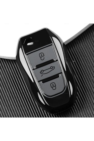 Alazpay Peugeot Compatible 208, 308, 408, 508, 2008, 3008, 5008 Piano Tpu Key Case Cover (Grey)