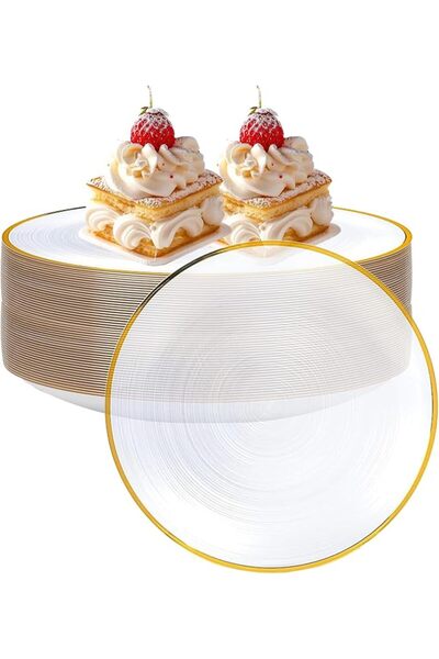 URbazaar Plastic Party Plates Rim,25 Pcs Premium Heavy Duty 10.25 Inch Dinner...