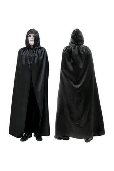 DilekKostüm Halloween Cadılar Bayramı Siyah Kapüşonlu Pelerin Korku Pelerini ...
