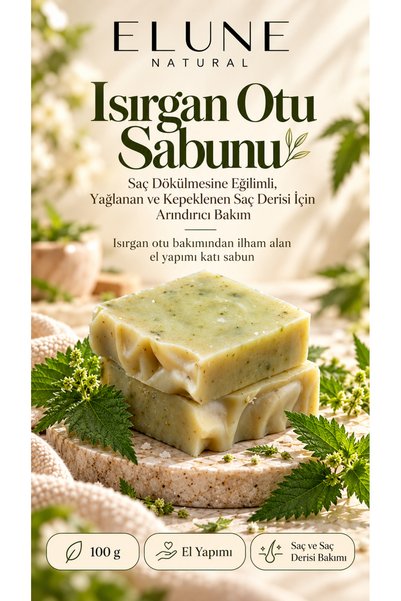 Elune Natural Isırgan Otu Sabunu | Saç Dökülmesine Eğilimli, Yağlanan ve Kepe...