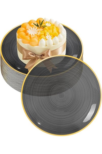URbazaar أطباق بلاستيكية للحفلات، 25 طبق عشاء فاخر وقوي مقاس 10.25 بوصة، أطبا...
