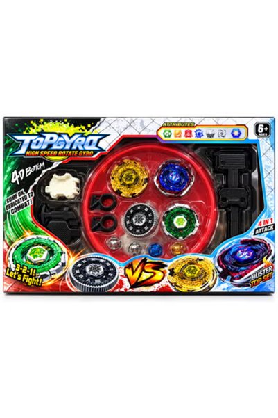 BEYBLADE TopGyro 4-in-1 Battle Gyro Spinning Top Set with Launcher, Battle Ar...