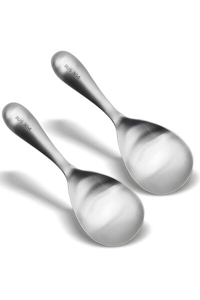 Tazweeq 2 Pcs Stainless Steel Rice Spoons, Heat Resistant Serving Spoon, Cook...