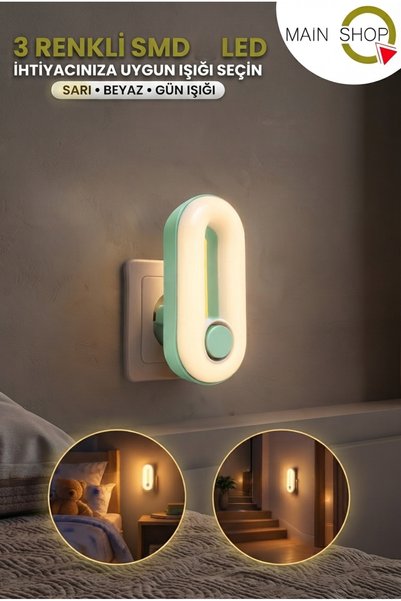 MAİN SHOP 3-Color Touch Smart Night Light Socket Type Led Lighting for Childr...