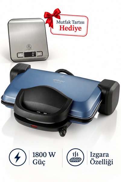 Arzum Sultane 4 Dilim 1800 W Güç Tost Makinesi Mavi AR2007 Mutfak Tartısı Hed...