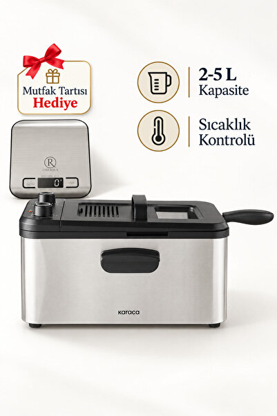 Yağ Filtreli Zamanlayıcı 2-5 L Kapasite Airfryer & Fritöz Gri Mutfak Tartısı Hediye (Onerous)
