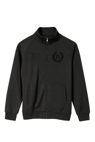 TOMMY LIFE Children's Black Boys Waiter Jacket Judge Collar Sweatshirt