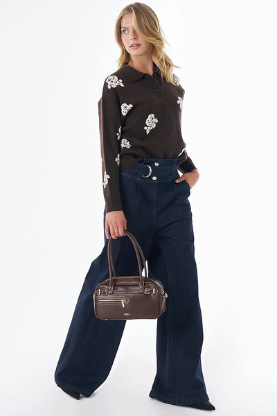 KYR Polo Collar Knitwear Sweater Dark Brown