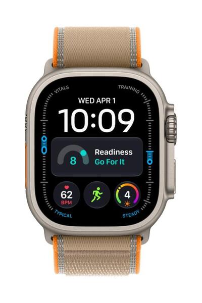 Apple Watch Ultra 4 GPS + Cellular, Carcasă din titan de 49mm, Curea Sand Tra...