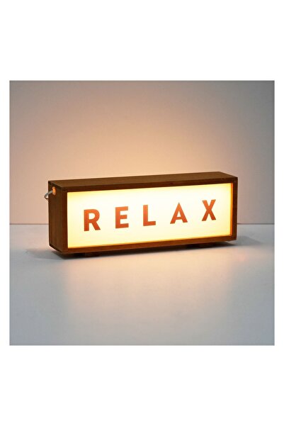 OEM Lampă LED Neon „RELAX” cu Panou din Lemn, 26,5x6x10 cm – Lumină Decorativ...