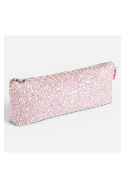 OEM Penar Roz cu Glitter Glamour & Shine 20x3x8,5 cm, cu Fermoar