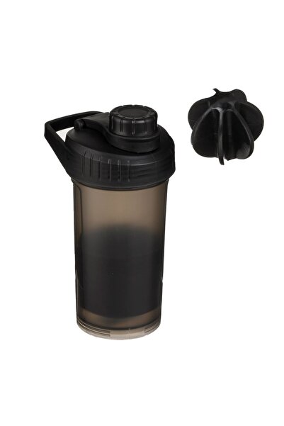 OEM Sticlă Shaker Sport Neagră 500 ml, Fără BPA, cu Compartiment pentru Pudră