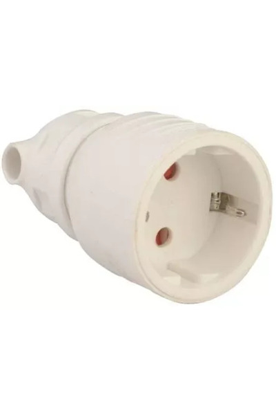 Well Cupla Schuko mama cu inel de prindere iesire laterala alba 16A 3500W