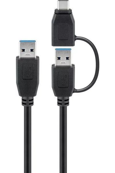 goobay Cablu USB 3.0 A tata cu adaptor USB A tata la USB Type C tata 0.5m 5Gb...