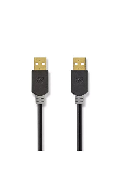 Nedis Cablu USB 2.0 A tata - A tata 2m Hi-Speed 480Mbps antracit