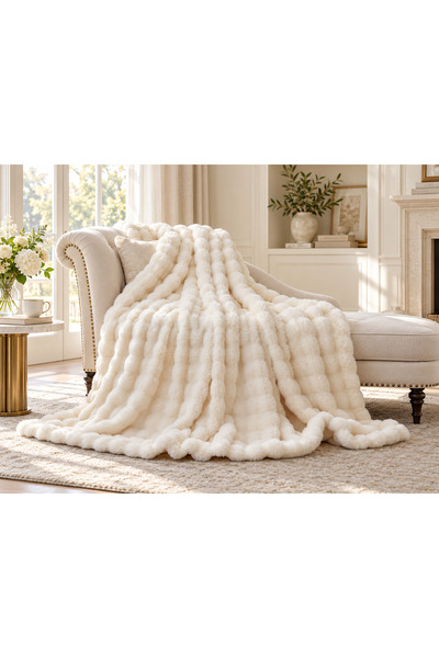 CHIRASO Cocolino Chinchilla Blanket, 200x230 cm, Thick, Soft & Fluffy, Cream