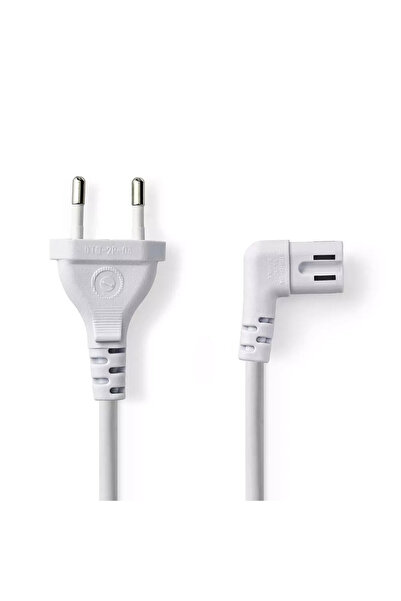 Nedis Cablu alimentare Euro tata - 2 Pini IEC-320-C7 cotit 3m alb