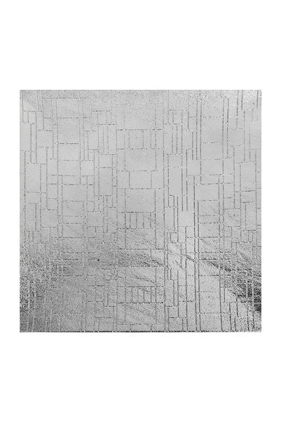 OEM Platou Decorativ Patrat din Plastic Argintiu cu Model Liniar 30x30cm – ac...