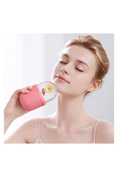 OEM Ice Roller Facial din Silicon Roz 6,5x4x11 cm – Crioterapie pentru Față ș...
