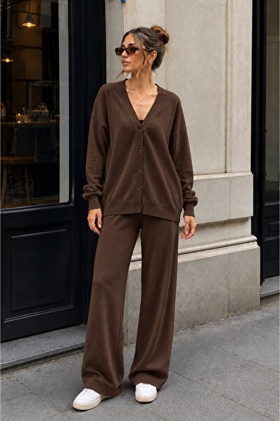 ÇILDIR ÖRME Women's Knitwear Buttoned Double Set