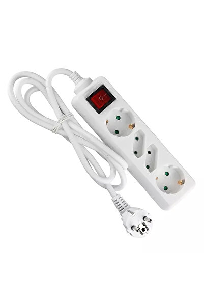 V-TAC Prelungitor 4 prize cu intrerupator 1.5m 3G1.5mm2 alb SKU-8770