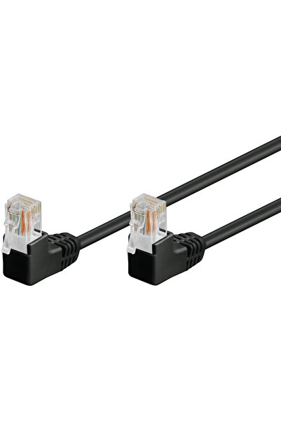 goobay Cablu UTP Cat5e patch cord 0.5m RJ454-RJ45 cu mufe cotite negru