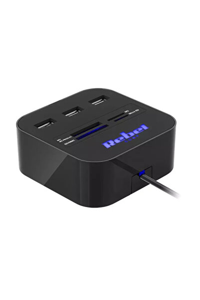 Rebel HUB 3x USB 2.0 cititor card SD/MICROSD cablu 50cm
