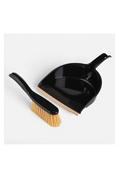 OEM Set Făraș + Perie Negru-Bej – Peri Moi și Mâner pentru Curățare Ușoară