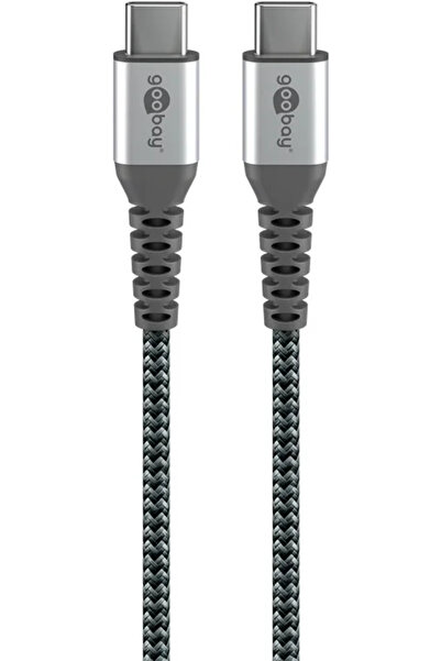 goobay Cablu USB type C - USB type C 2m max. 20V 3A 60W gri/argintiu textil 4...