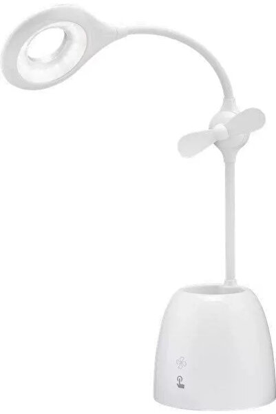 goobay Lampa de birou cu ventilator Acumulator si Suport de pixuri alba