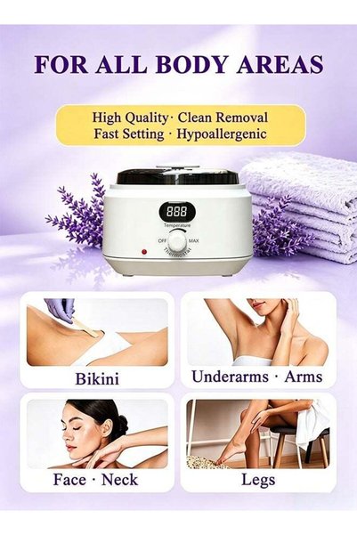 X SPRING مجموعة إزالة الشعر بالشمع، جهاز إذابة الشمع المحمول مع 400 جرام من حبوب الشمع و10 أعواد تطبيق