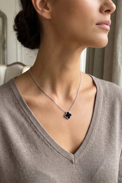 Lenis Studio Imperial Yonca Uçlu Çelik Kolye
