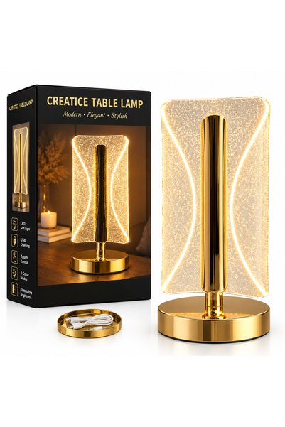 Generic Brand Lampă LED Decorativă 23x14cm, Model Cristal cu Fulgi Aurii, cu ...