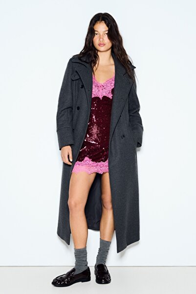 Bershka Askılı dantelli pullu mini elbise