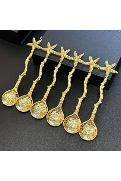 GENERAL [Ocean Star] 6-Piece Gold & Silver Starfish Spoon Set – Ocean Coastal...