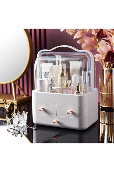 OEM Organizator cosmetice, bijuterii și accesorii, 4 piese, 6 compartimente, polipropilena, 34.7 x 26.5 x 18 cm, SHYE-5998