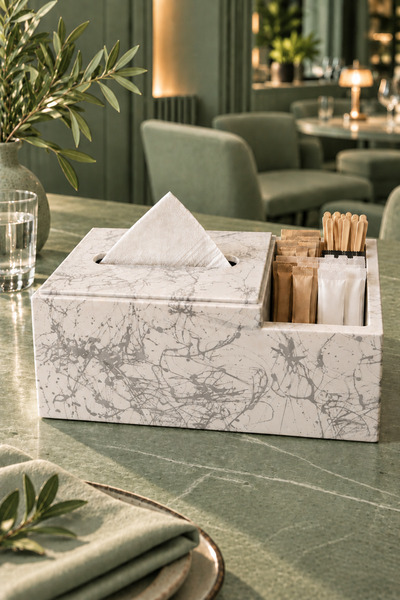 betonmall Marble Patterned Concrete Napkin Holder Spoon Holder Multi-Purpose ...