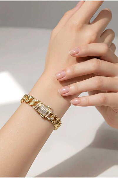 Generic Brand BRATARA DELY ,OTEL INOXIDABIL PLACAT CU AUR 14 K