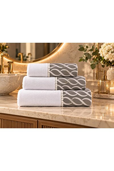 Finezza Poli̇na 100% Cotton White Towel Set 3 Pieces - Peli̇t 1619
