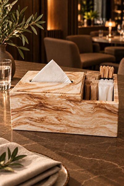 betonmall Marble Patterned Concrete Napkin Holder Spoon Holder Multi-Purpose ...