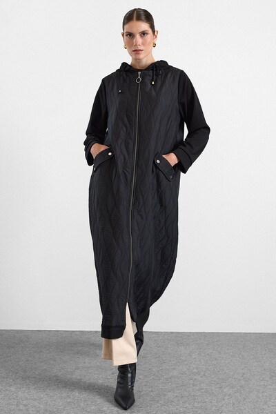 Olcay Hooded Jacquard Knitted Fabric Combination Large Size Wear-Removeable B...