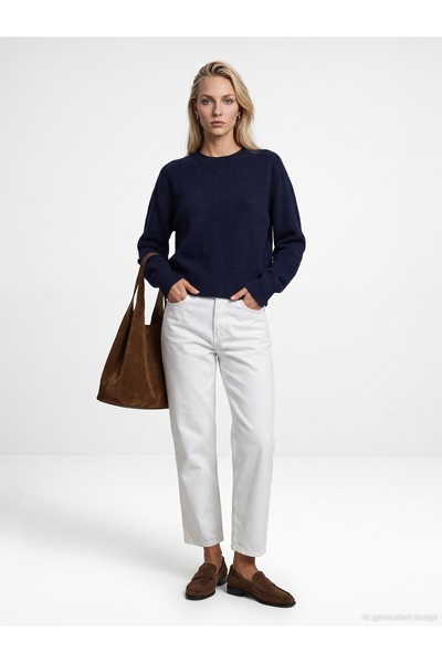 Dilvin 10884 Wool Blend Crew Neck Sweater
