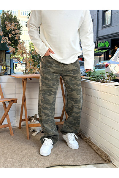 manch collection W11 Kamuflaj Baggy Kalıp Pantolon Haki 5149