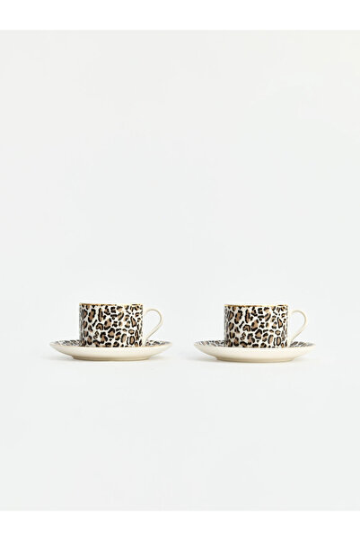 LC Waikiki Lcw Home Mixed Leopard Pattern 2-Person Porcelain Coffee Cup Set